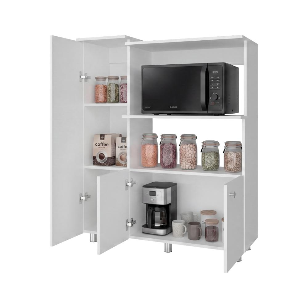 Módulo Microondas Lilo, Blanco, Con 2 entrepaños  y 3 puertas para guardar implementos ZF