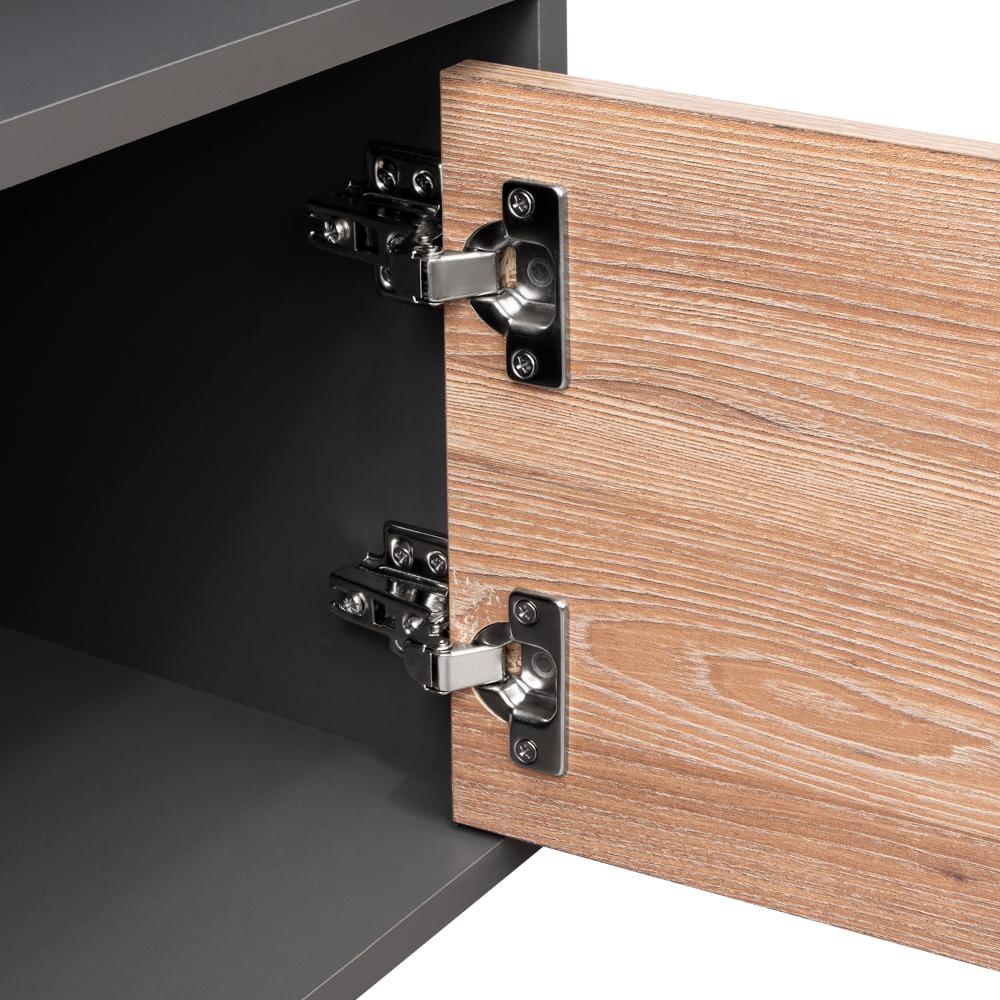 Mesa de Noche Galanto, Plata Oscuro y Miel, con Una Puerta Batiente X2