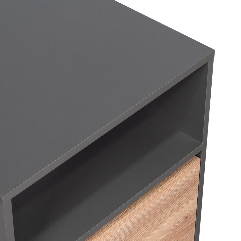 Mesa de Noche Galanto, Plata Oscuro y Miel, con Una Puerta Batiente