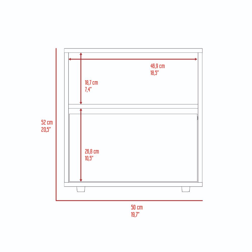 Mesa de Noche Galanto, Plata Oscuro y Miel, con Una Puerta Batiente X2