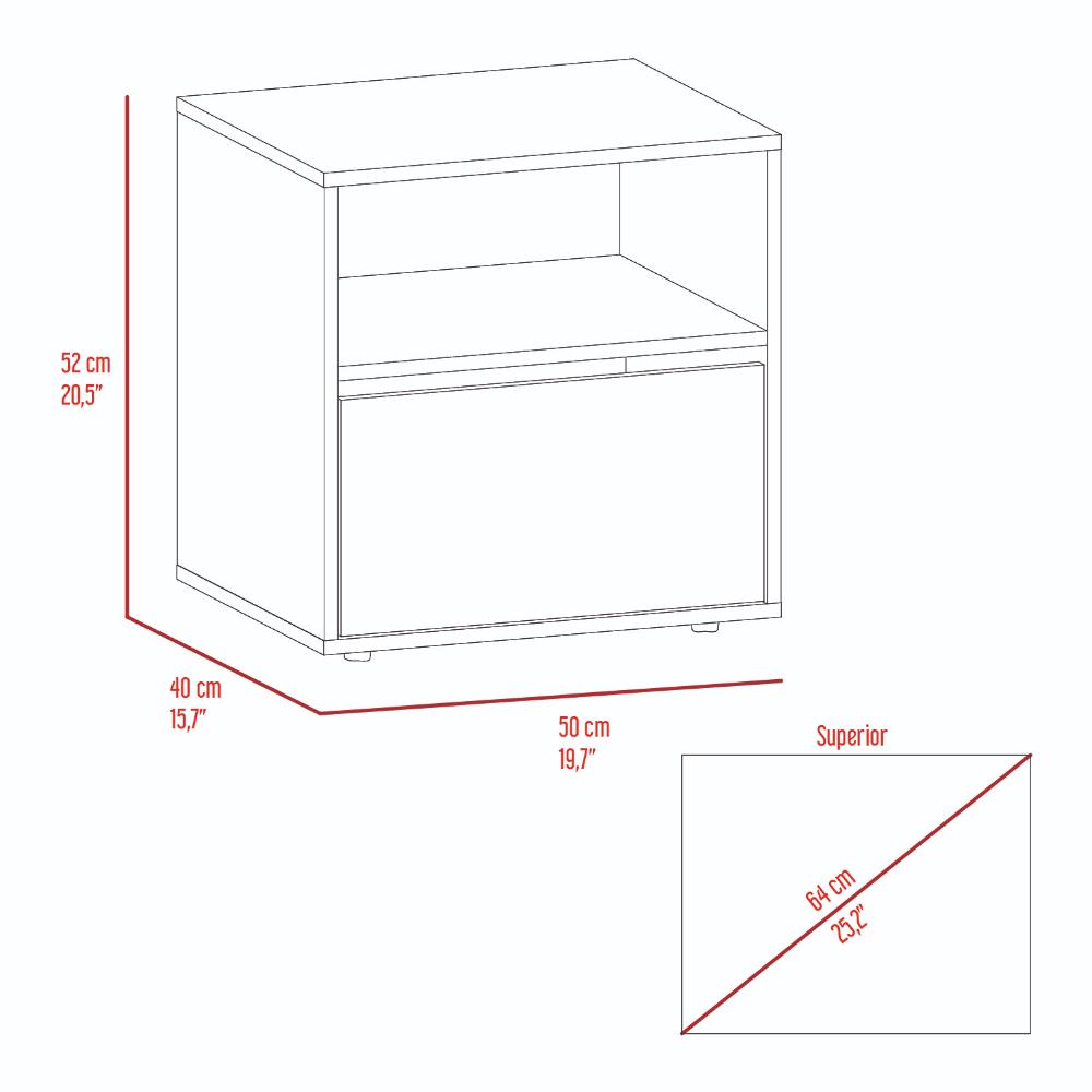 Mesa de Noche Galanto, Plata Oscuro y Miel, con Una Puerta Batiente X2