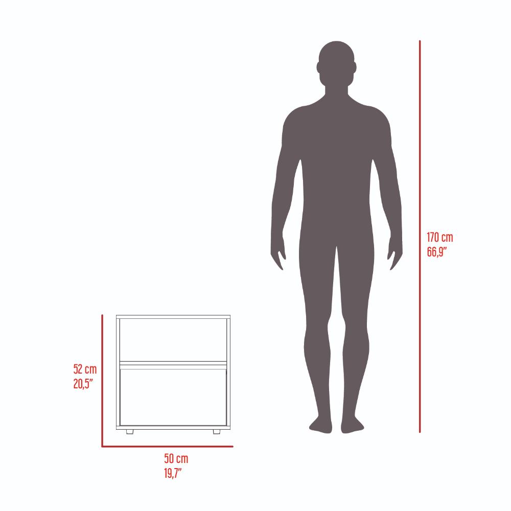 Mesa de Noche Galanto, Plata Oscuro y Miel, con Una Puerta Batiente X2