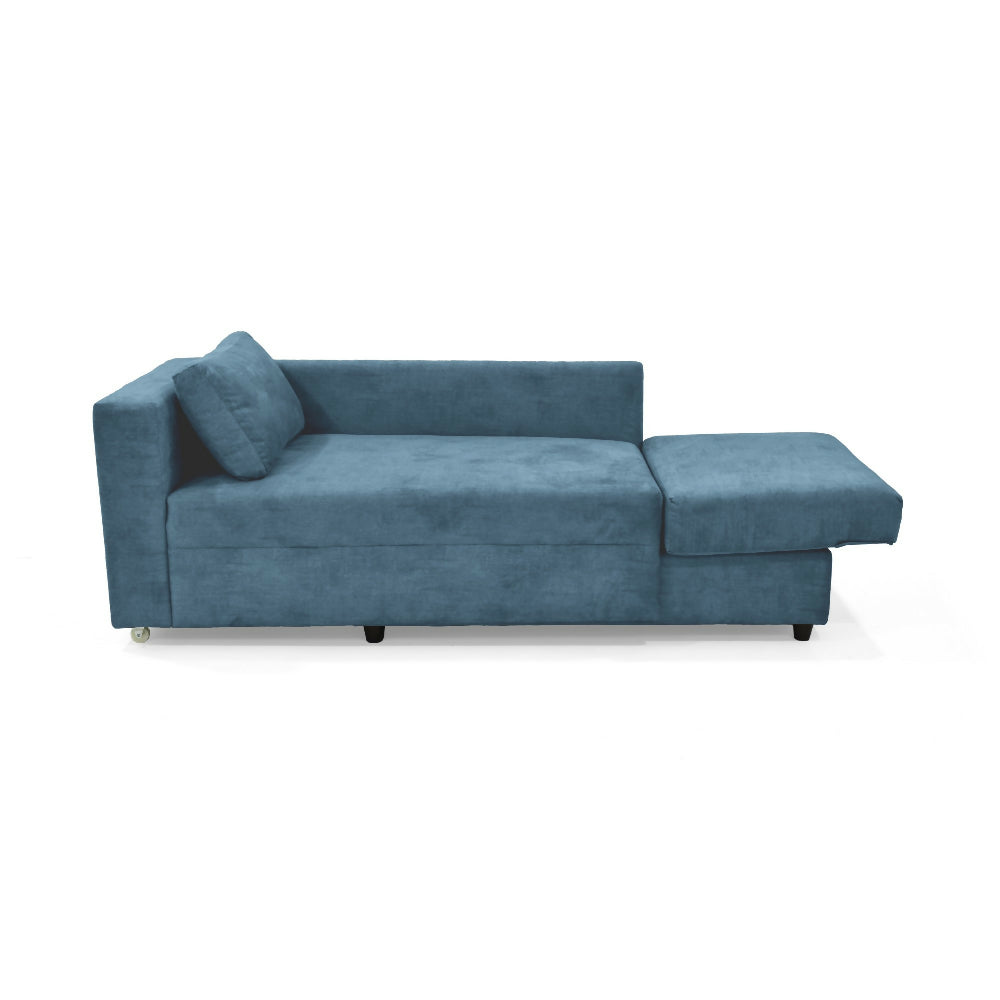 Sofa Cama Baxter 160x80x68 Con Baul Tela Azul