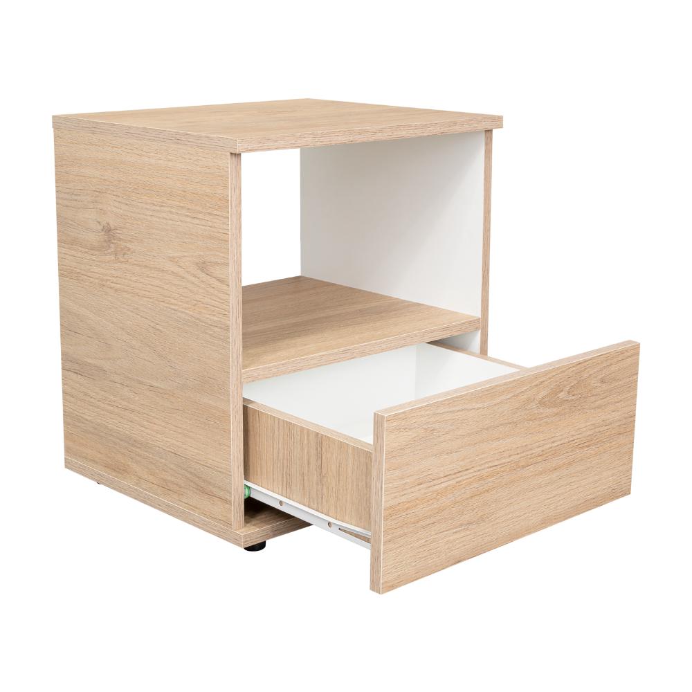 Mesa de Noche Camel, Rovere y Blanco