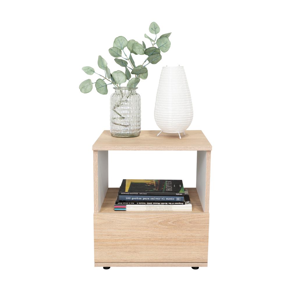 Mesa de Noche Camel, Rovere y Blanco