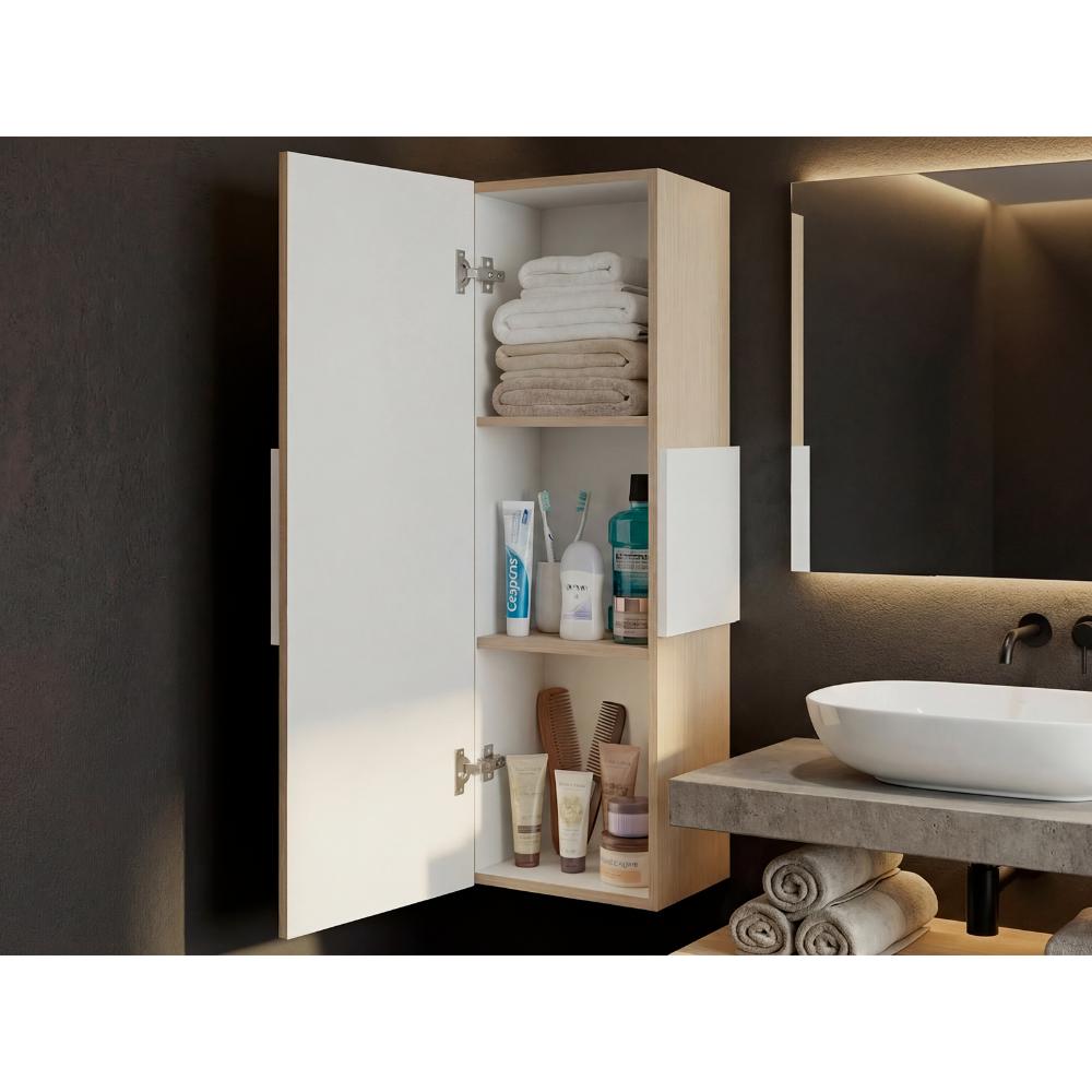 Set de 2 Gabinetes de Baño Picasso, Beige y Blanco, con Espacio para Guardar Objetos de Aseo