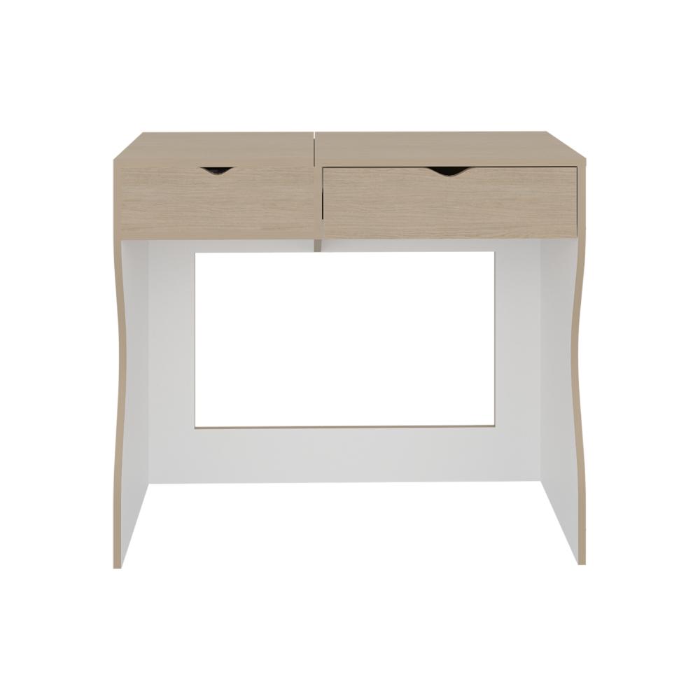 Mueble Tocador Perlak, Cartagena y Blanco, con Dos Cajones