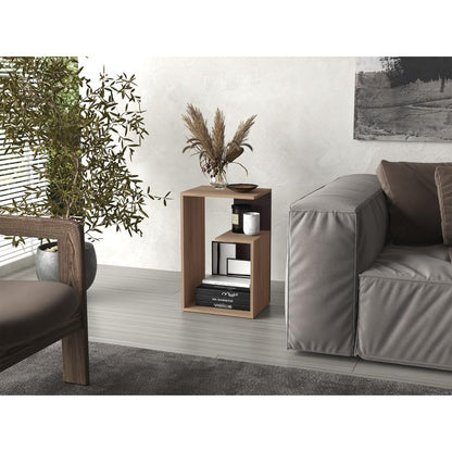 Mesa Auxiliar Evert, Café Expresso y Wengue, con diseño moderno y espacio para ubicar objetos ZF