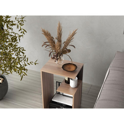 Mesa Auxiliar Evert, Café Expresso y Wengue, con diseño moderno y espacio para ubicar objetos ZF