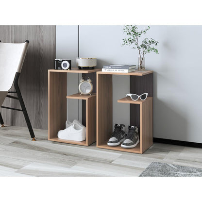 Mesa Auxiliar Evert, Café Expresso y Wengue, con diseño moderno y espacio para ubicar objetos ZF