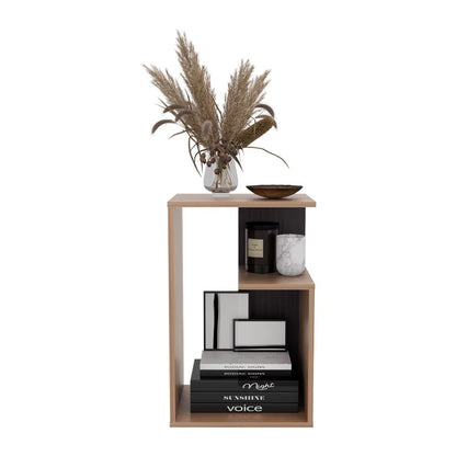Mesa Auxiliar Evert, Café Expresso y Wengue, con diseño moderno y espacio para ubicar objetos ZF