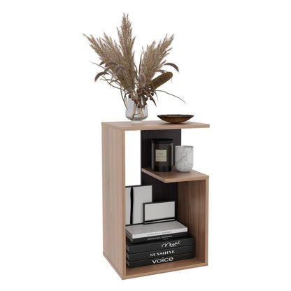 Mesa Auxiliar Evert, Café Expresso y Wengue, con diseño moderno y espacio para ubicar objetos ZF