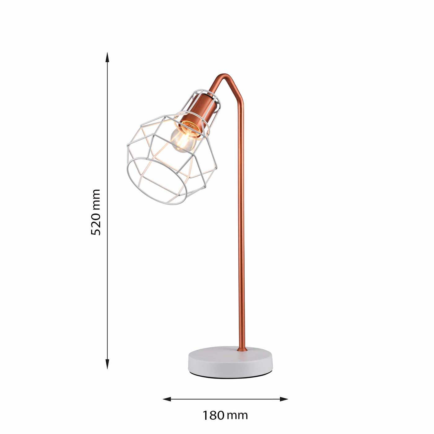 Lámpara de Mesa Adele, Blanco y Cobre - VIRTUAL MUEBLES