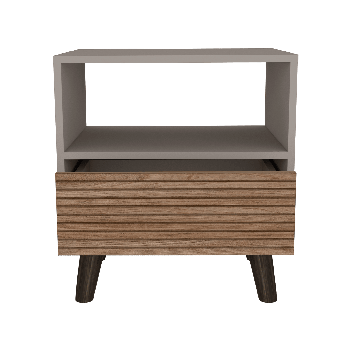 Mesa de Noche, Mirabella, Cocoa, con un Cajón y Amplio espacio para Almacenar Objetos - VIRTUAL MUEBLES