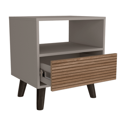 Mesa de Noche, Mirabella, Cocoa, con un Cajón y Amplio espacio para Almacenar Objetos - VIRTUAL MUEBLES