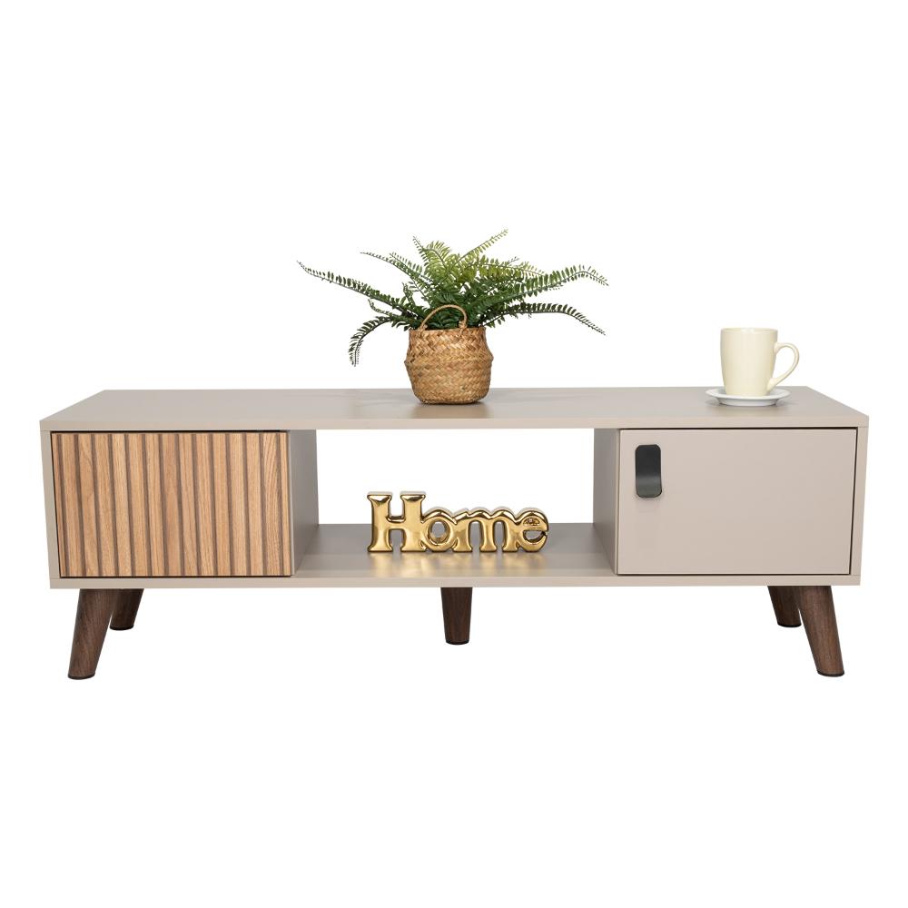 Mesa de Centro Mirabella, Cocoa, con un Cajón y Dos Puertas Batientes