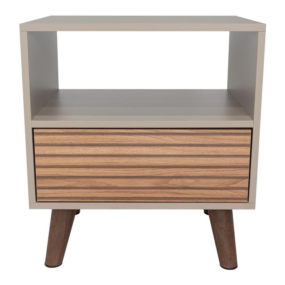 Mesa de Noche, Mirabella, Cocoa, con un Cajón y Amplio espacio para Almacenar Objetos