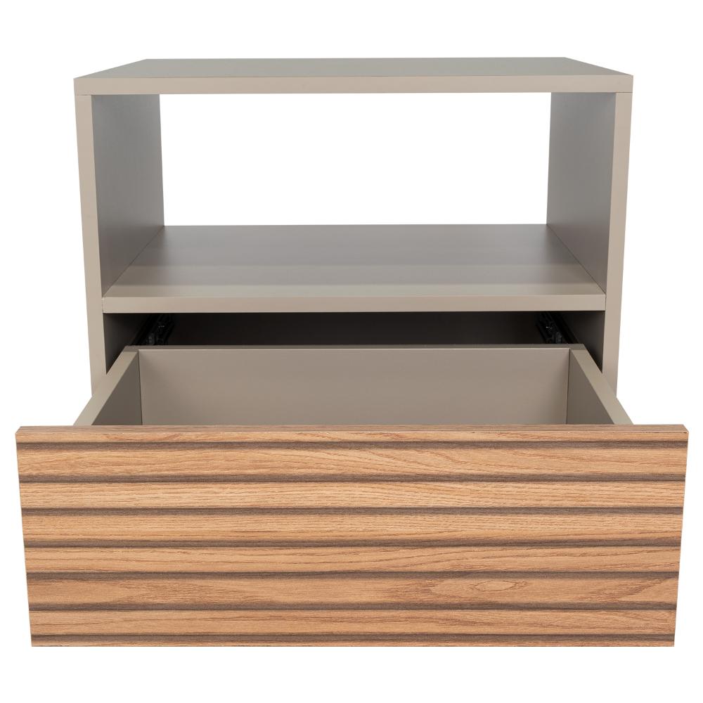 Mesa de Noche, Mirabella, Cocoa, con un Cajón y Amplio espacio para Almacenar Objetos