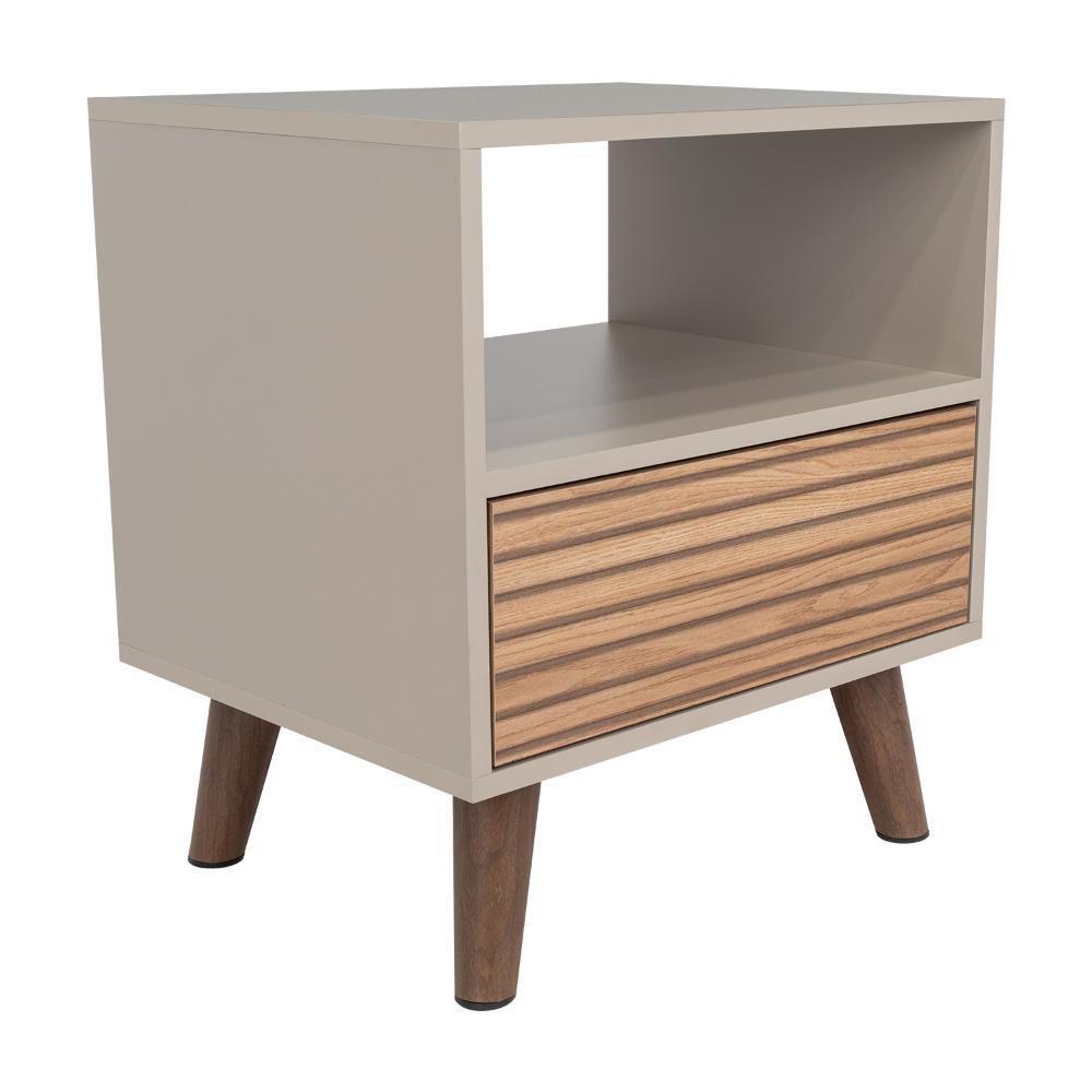 Mesa de Noche, Mirabella, Cocoa, con un Cajón y Amplio espacio para Almacenar Objetos