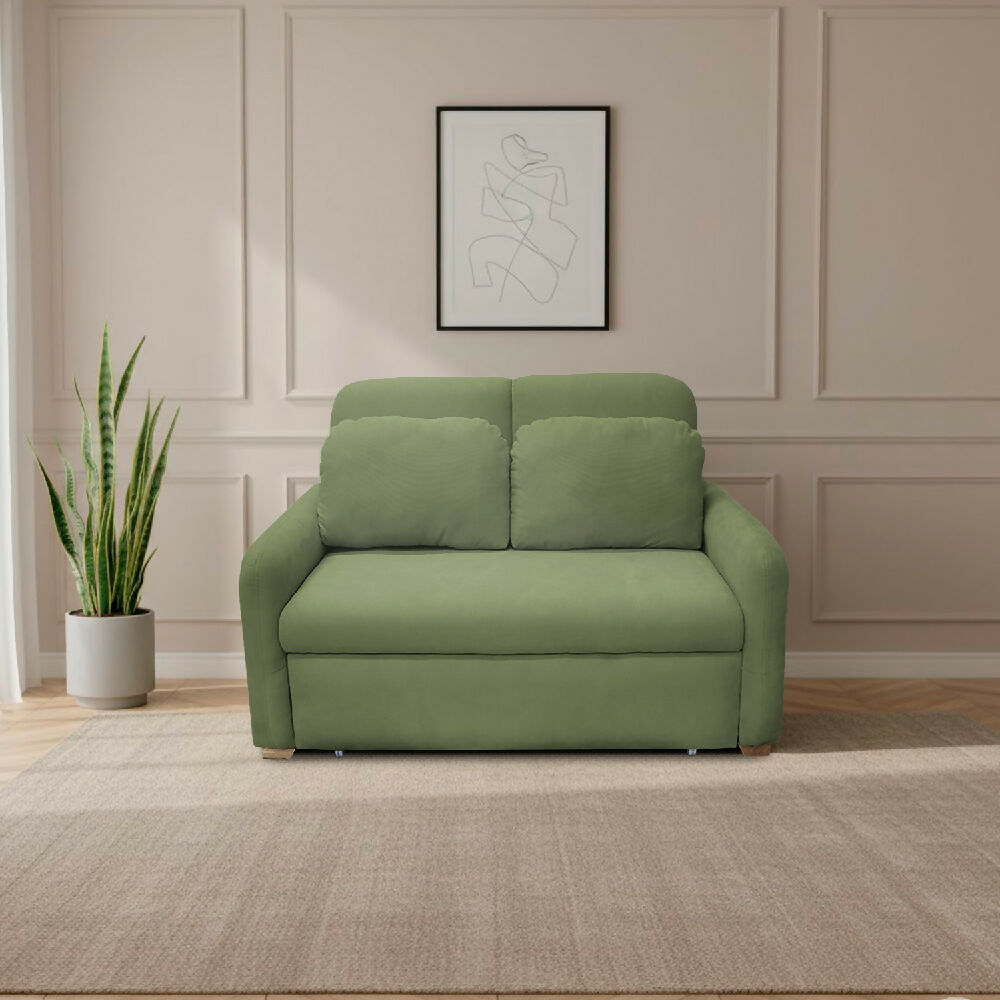 Sofacama Nube Multifuncional Carrito Reclinable Verde + Cojines