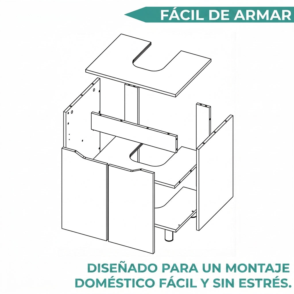 Mueble Para Lavamanos Marlo, Kronos Wengue y Kronos Fresno, No incluye Lavamanos