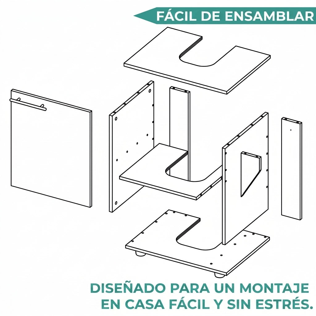 Mueble Para Lavamanos Pili, Kronos Wengue y Kronos Fresno, No incluye Lavamanos ZF