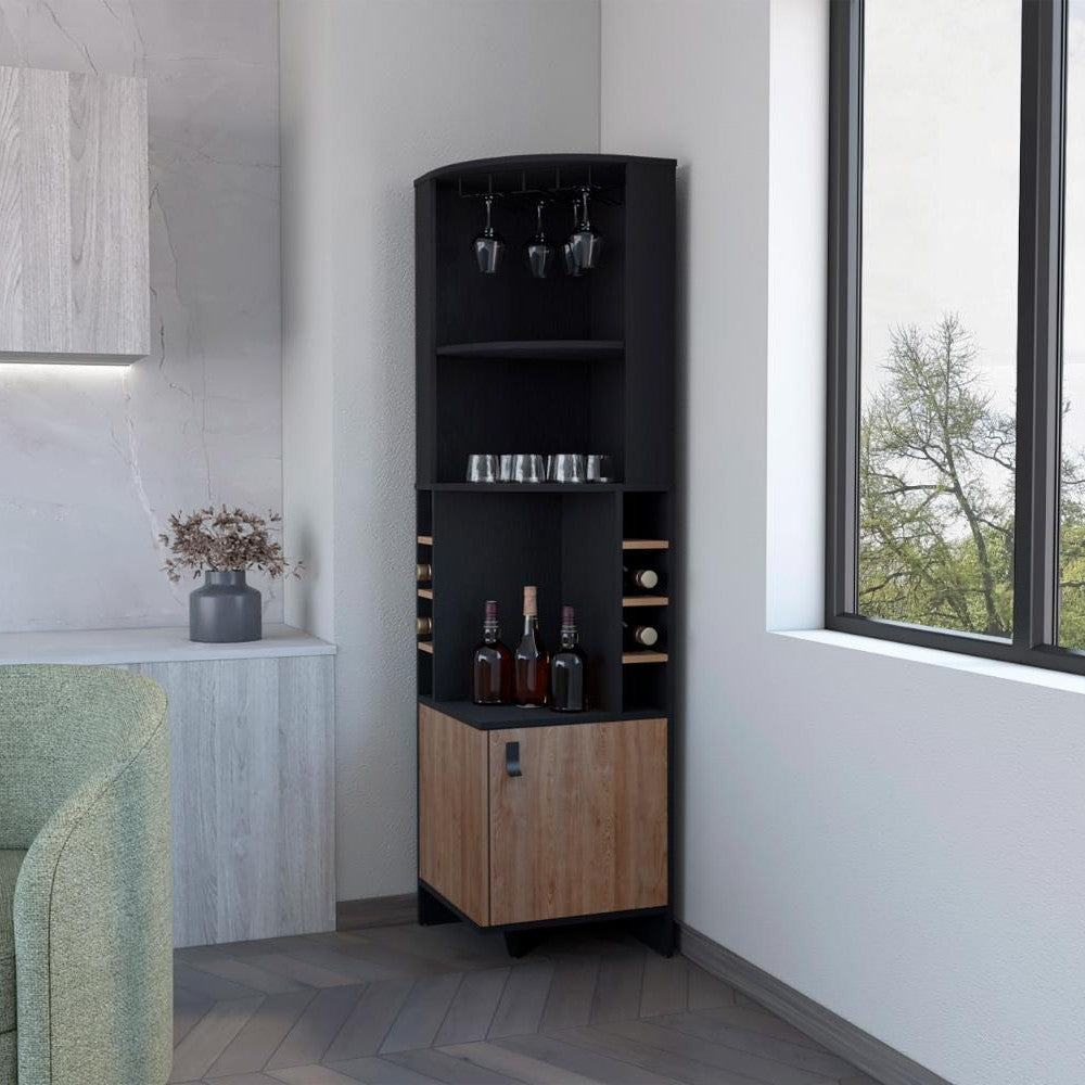 Bar Mirabella, Wengue y Miel, con Espacio para Botellas de Vino y Copas