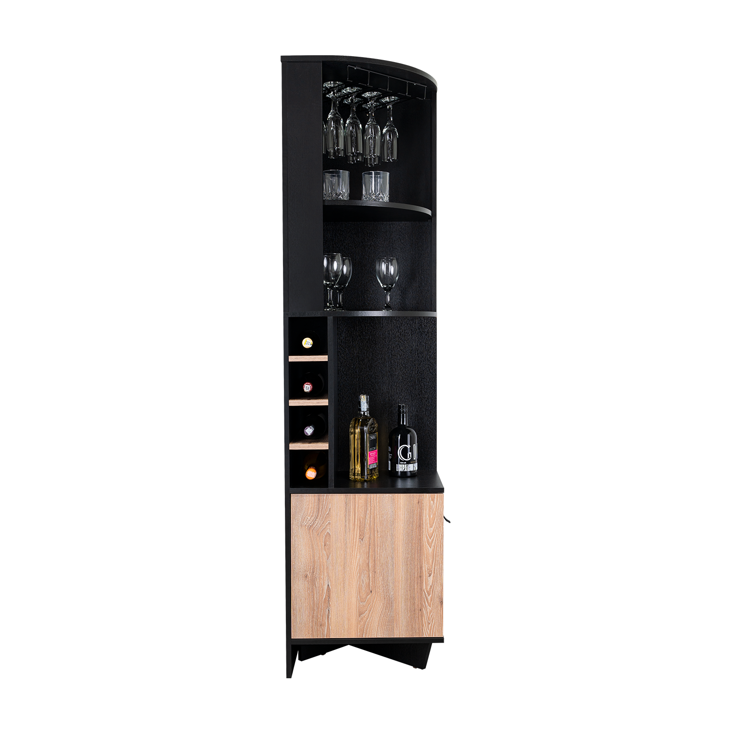 Bar Mirabella, Wengue y Miel, con Espacio para Botellas de Vino y Copas
