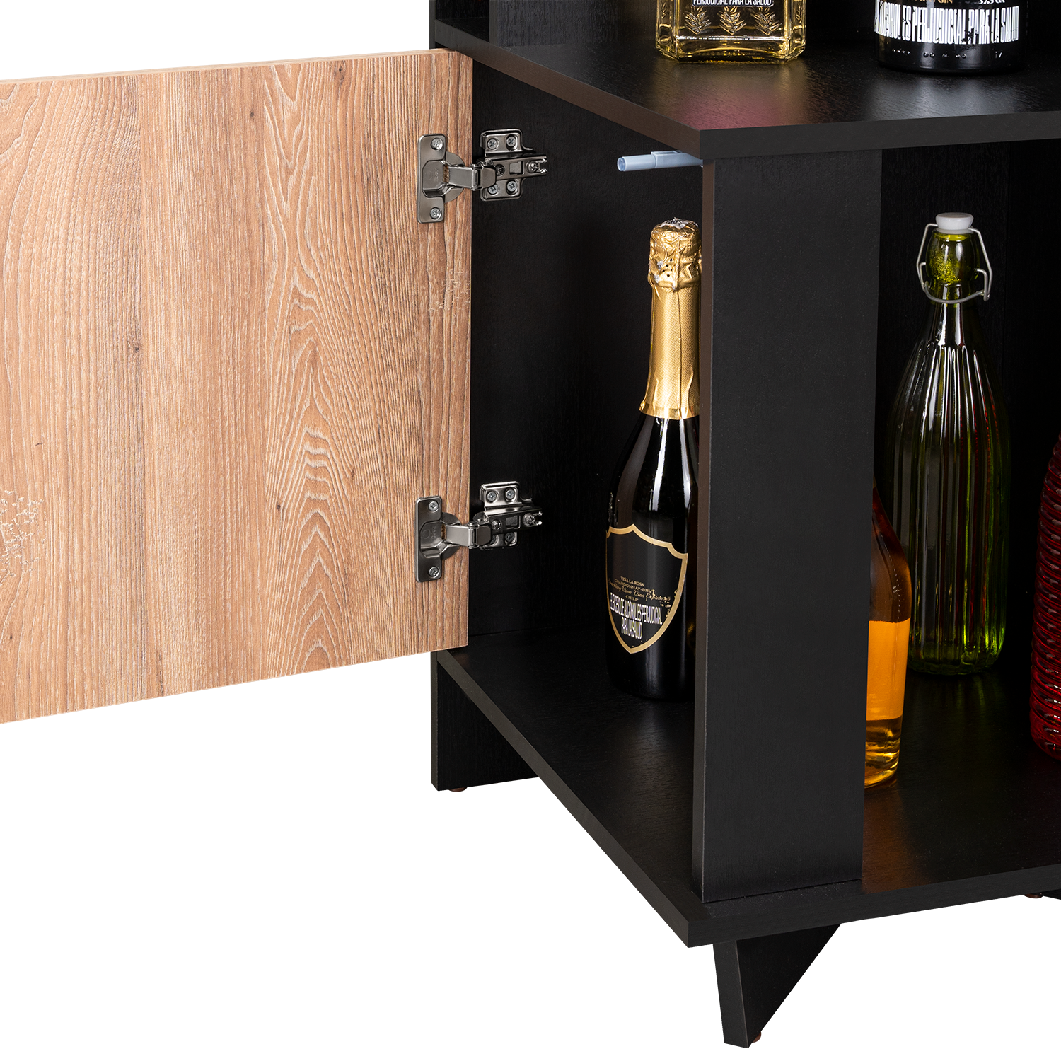 Bar Mirabella, Wengue y Miel, con Espacio para Botellas de Vino y Copas