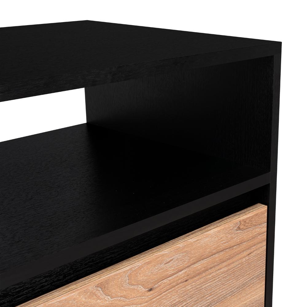Mesa de Noche Cruella, Wengue y Miel, con espacio para colorcar objetos decorativos