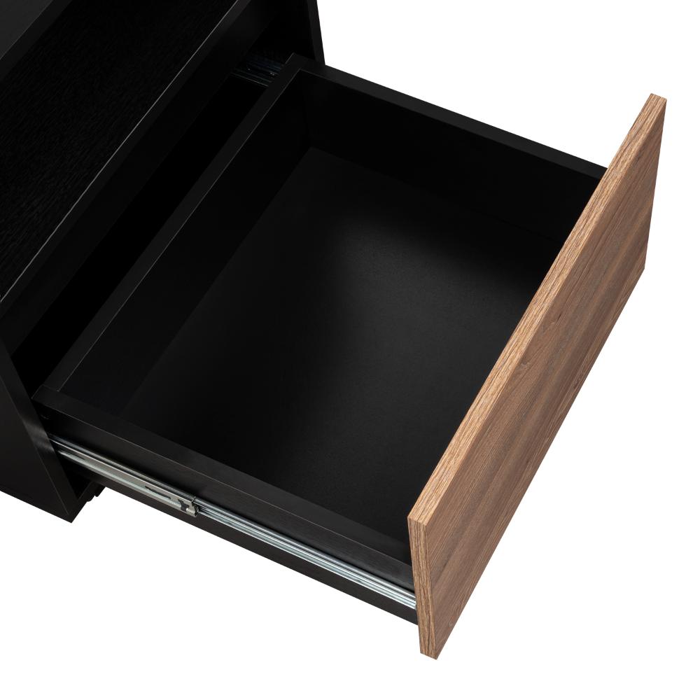 Mesa de Noche Cruella, Wengue y Miel, con espacio para colorcar objetos decorativos