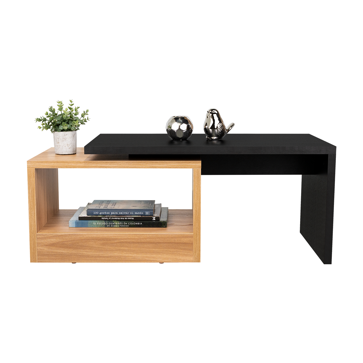 Mesa de Centro Wesley, Wengue y Fresno Europeo, con Amplio Espacio Ideal Para Ubicar Decoraciones