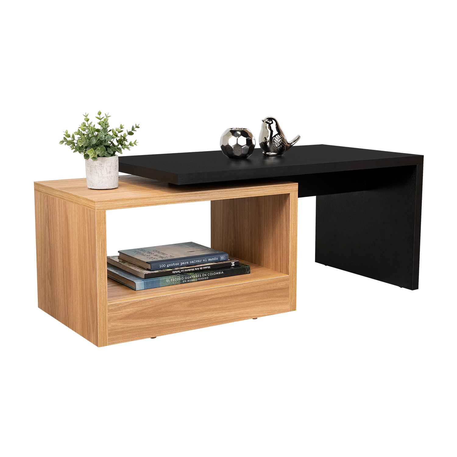 Mesa de Centro Wesley, Wengue y Fresno Europeo, con Amplio Espacio Ideal Para Ubicar Decoraciones