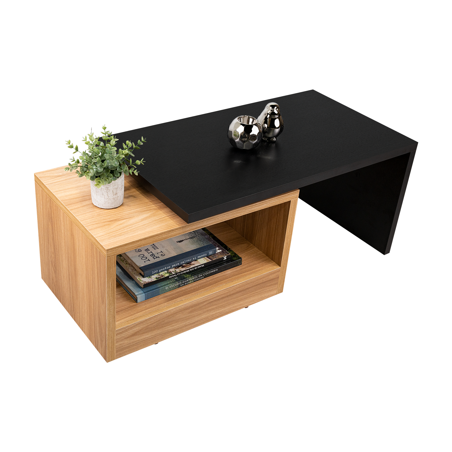 Mesa de Centro Wesley, Wengue y Fresno Europeo, con Amplio Espacio Ideal Para Ubicar Decoraciones