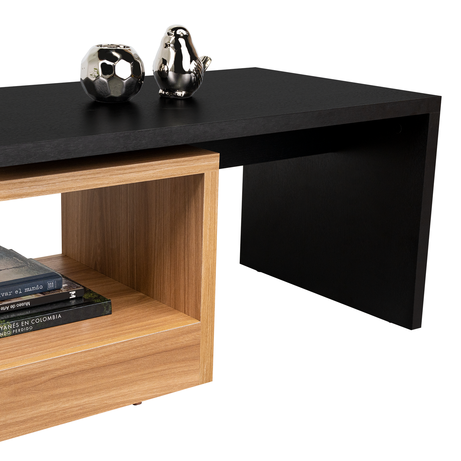 Mesa de Centro Wesley, Wengue y Fresno Europeo, con Amplio Espacio Ideal Para Ubicar Decoraciones