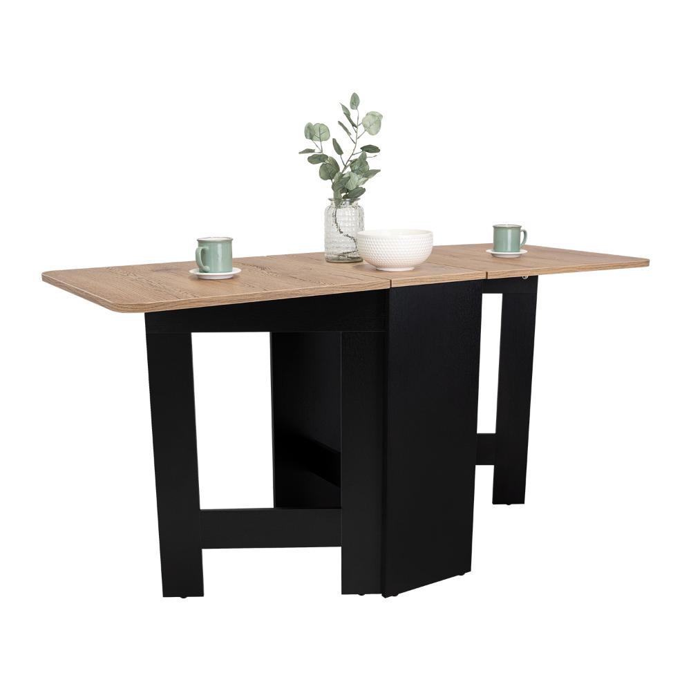 Mesa Auxiliar de Cocina Plegable Merida, Wengue y Fresno Europeo, con Amplia Superficie