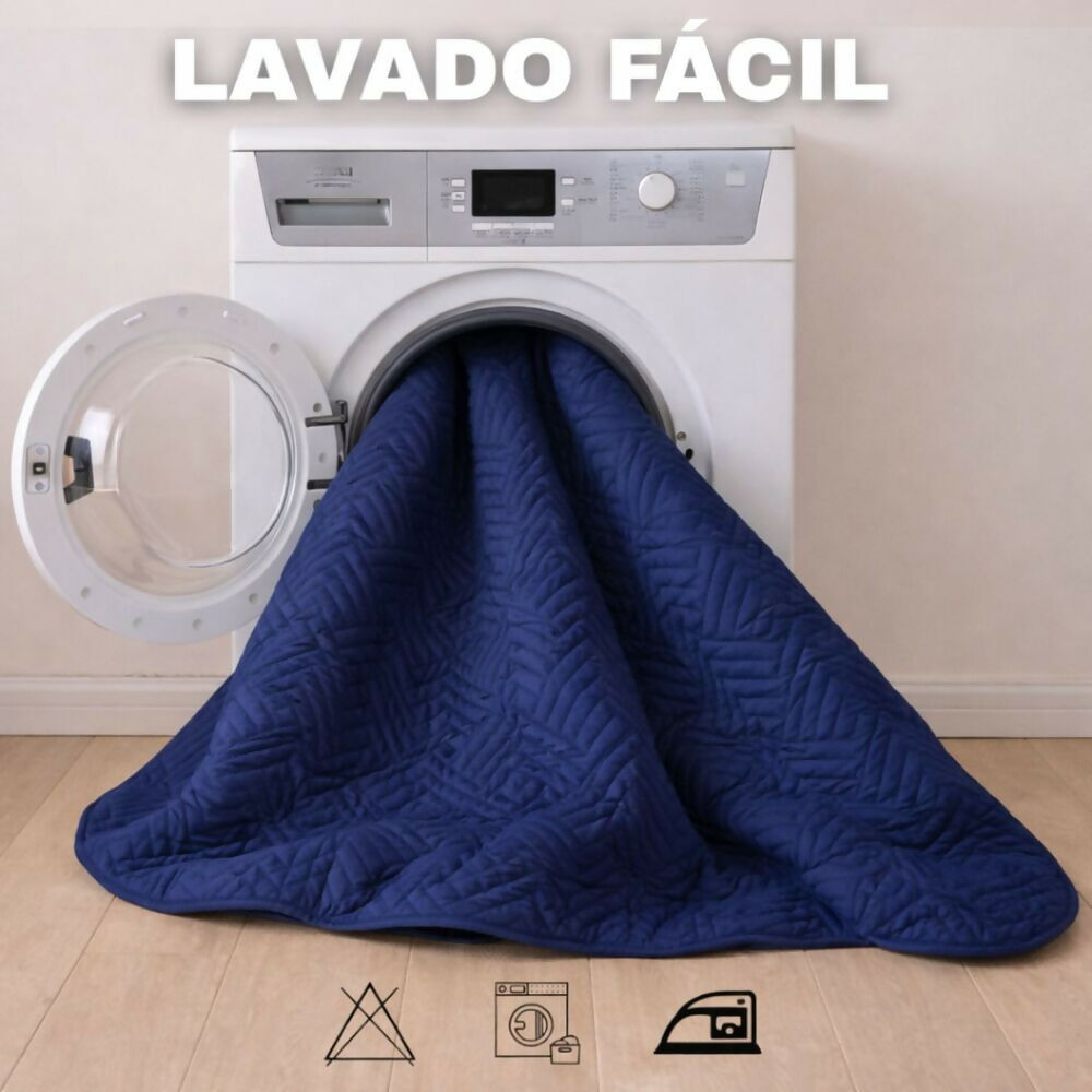 Combo protector colchon king acolchado azul 200x200cm