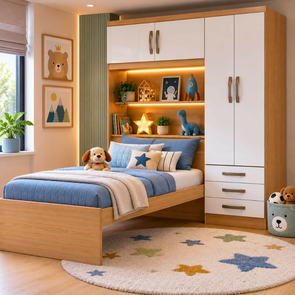 Closet con cama - Almendra/Blanco Apagado