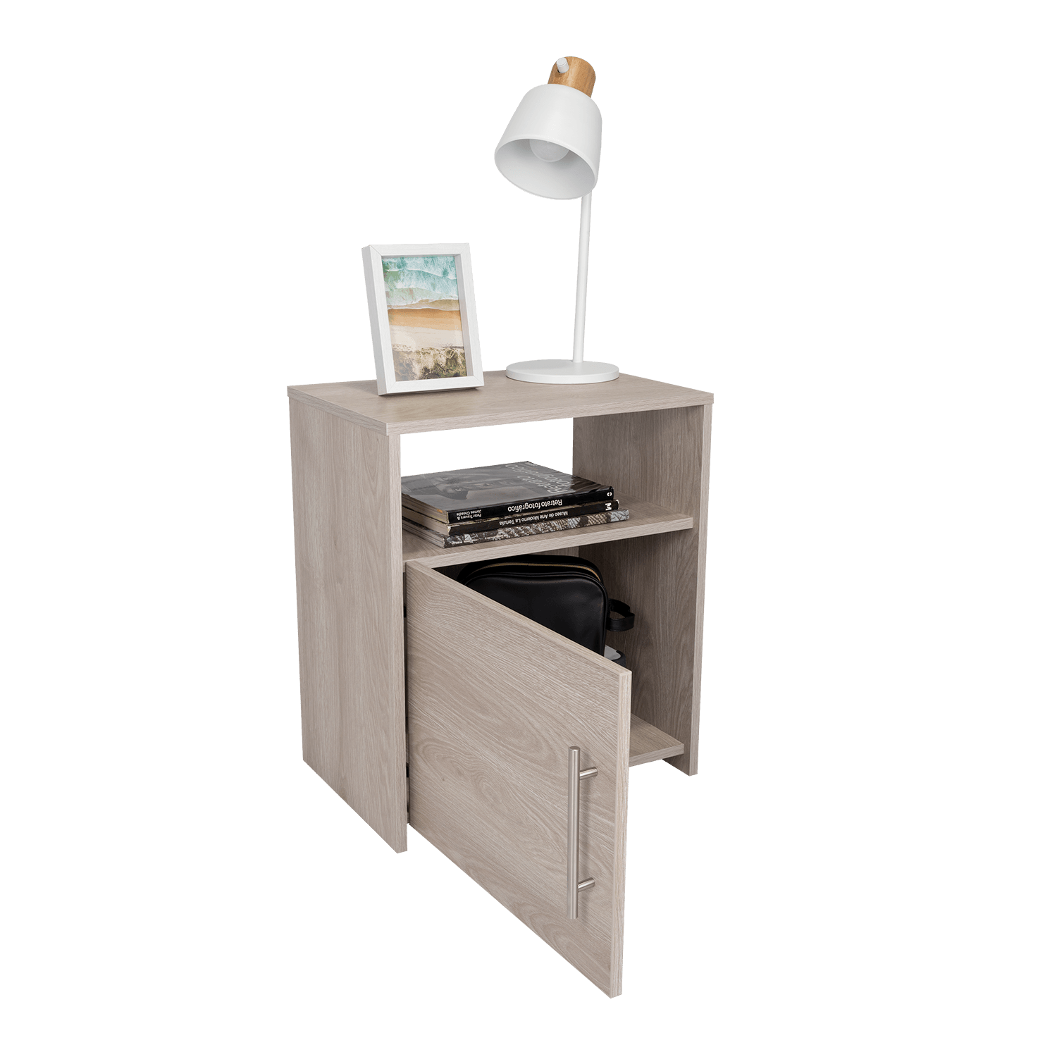 Mesa de Noche Brail, Humo, con Espacio Para Colocar Objetos Decorativos X2