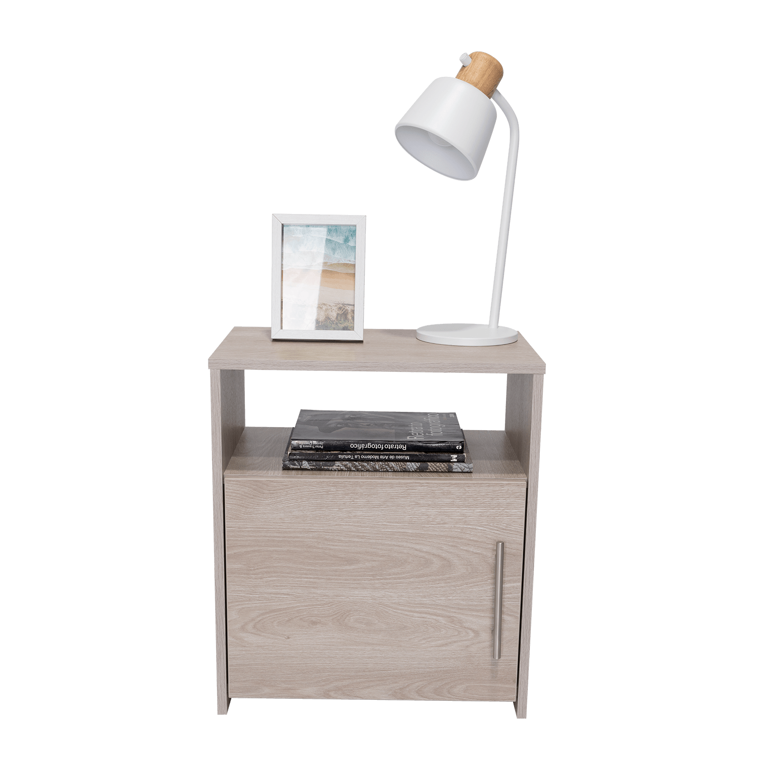 Mesa de Noche Brail, Humo, con Espacio Para Colocar Objetos Decorativos X2