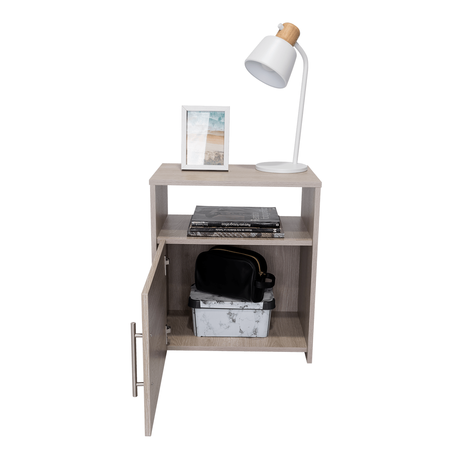 Mesa de Noche Brail, Humo, con Espacio Para Colocar Objetos Decorativos X2