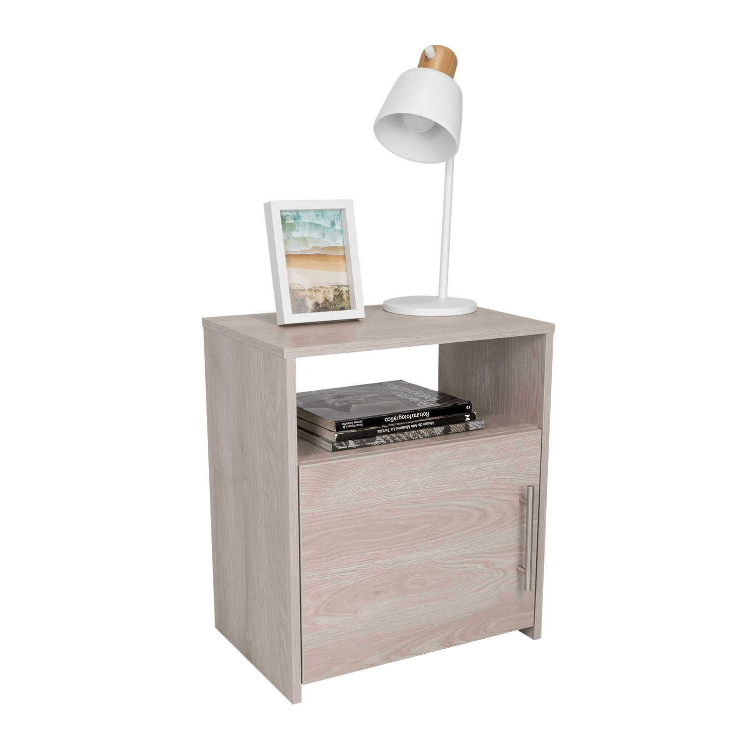 Mesa de Noche Brail, Humo, con Espacio Para Colocar Objetos Decorativos X2