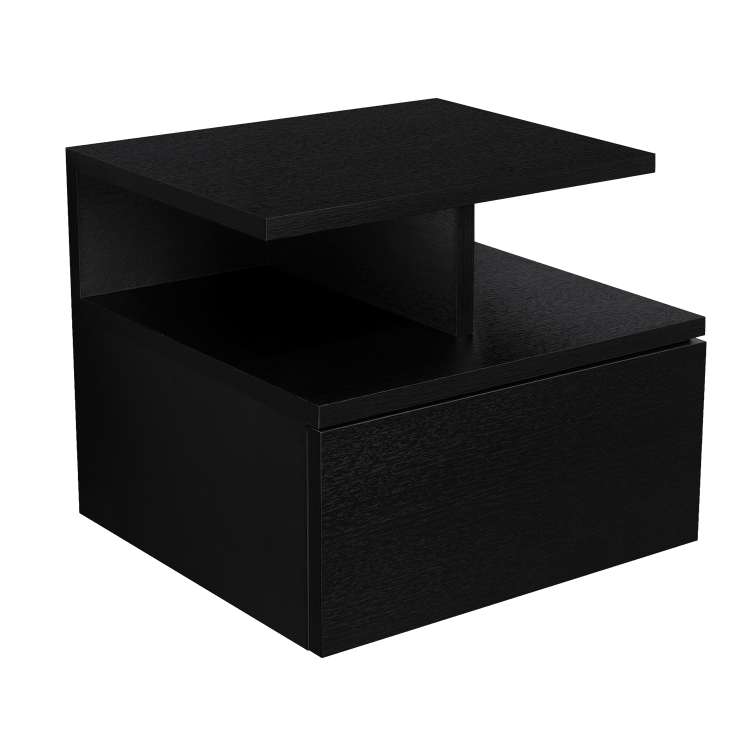 Mesa de Noche Flotante Nube, Wengue con un Cajón y División de dos Entrepaños ZF - VIRTUAL MUEBLES