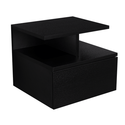 Mesa de Noche Flotante Nube, Wengue con un Cajón y División de dos Entrepaños ZF - VIRTUAL MUEBLES