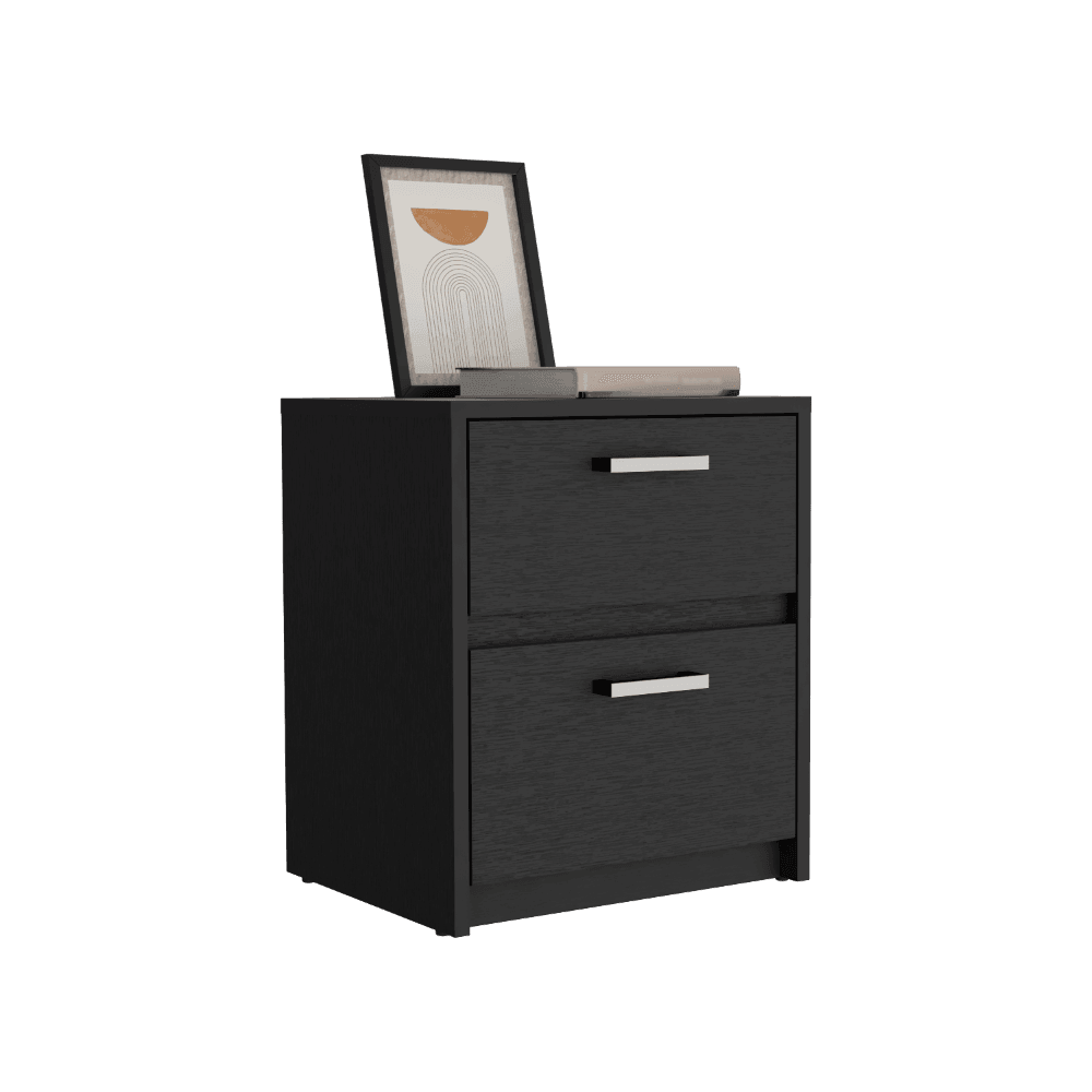Set de 2 Mesas de Noche Wesley, Wengue, con Dos Cajones Deslizables