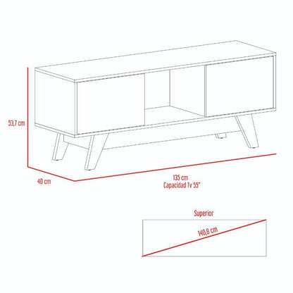 Mesa para Tv Rizzo, Nogal y Blanco, con Espacio Para Televisor 55"