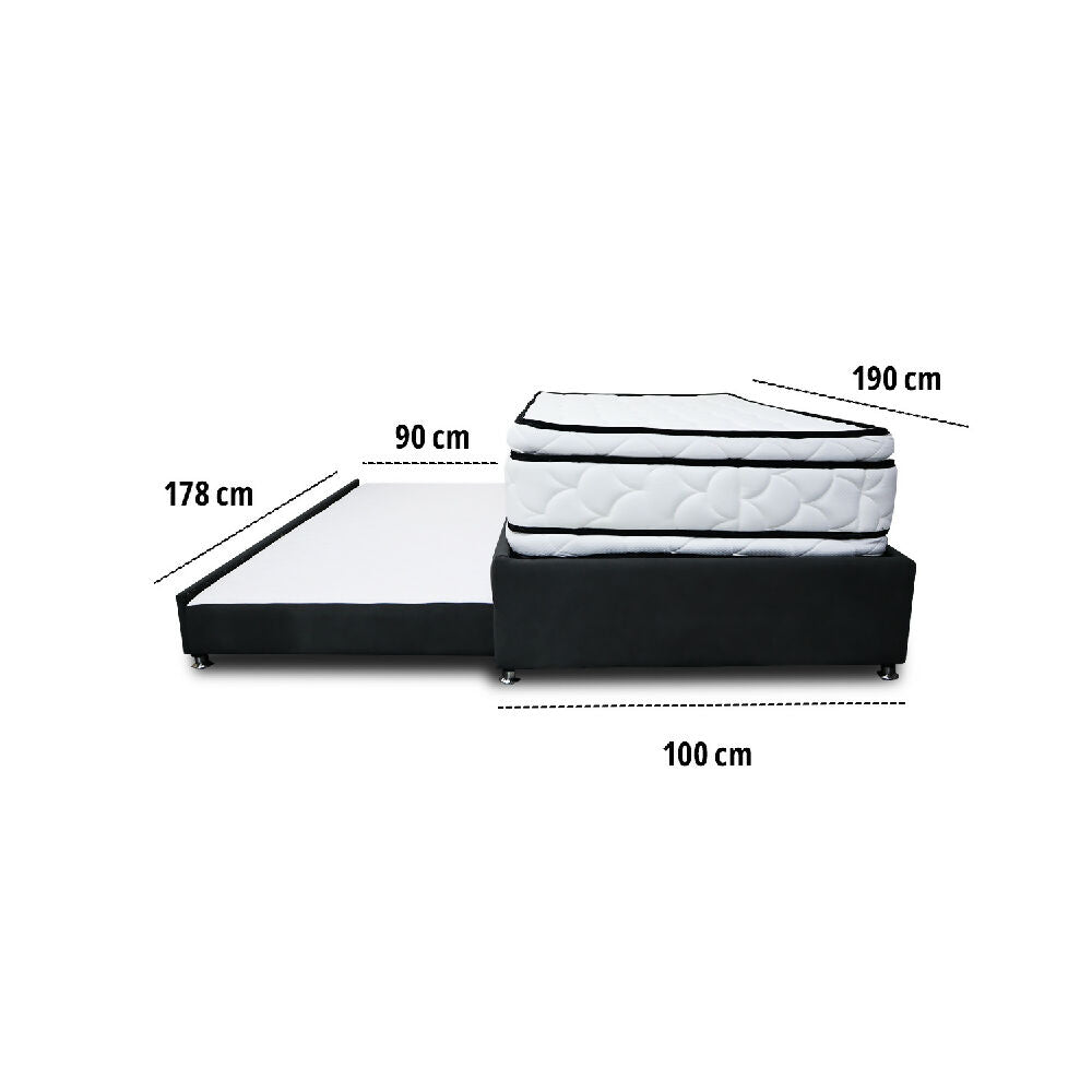 Combo Cama Tarima Nube 100x190 Sencillo Negro