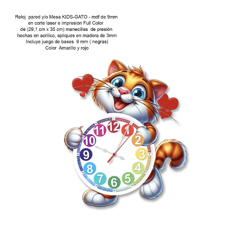 reloj kids  gato ficha tecnica