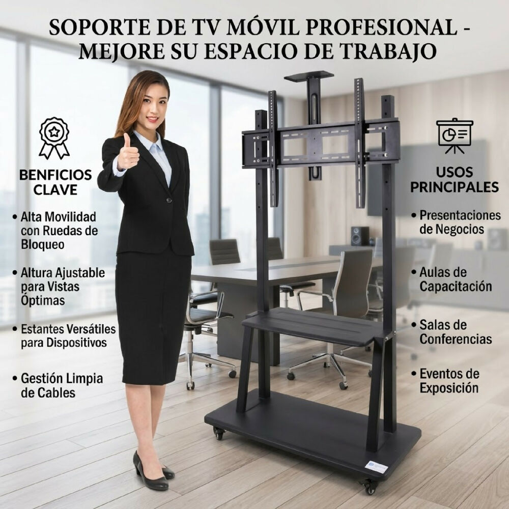 Soporte De Piso Para TV De 32 A 70 Pulgadas Con Ruedas Pedestal 1700