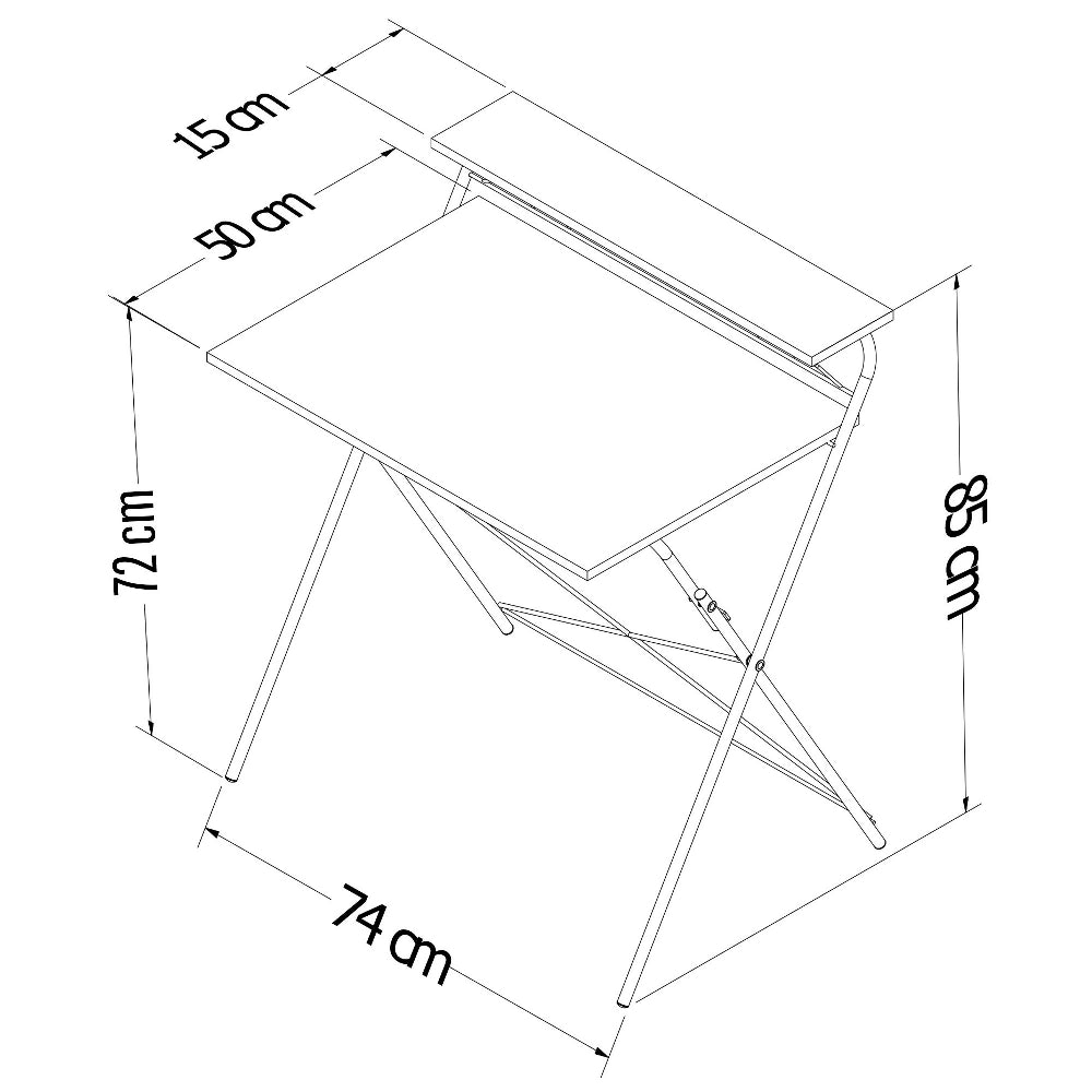 Escritorio plegable en madera con estructura en acero pintado negro